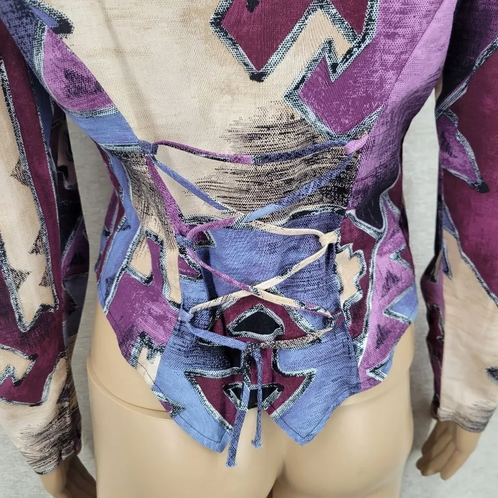 Roughrider Vintage Western Circle Skirt Set Top Puffed Sleeves Corset Back